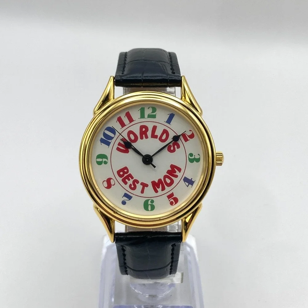 Womens Watch World's Best Mom Gold Tone 37mm Mothers Day Gift New Battery 8.75